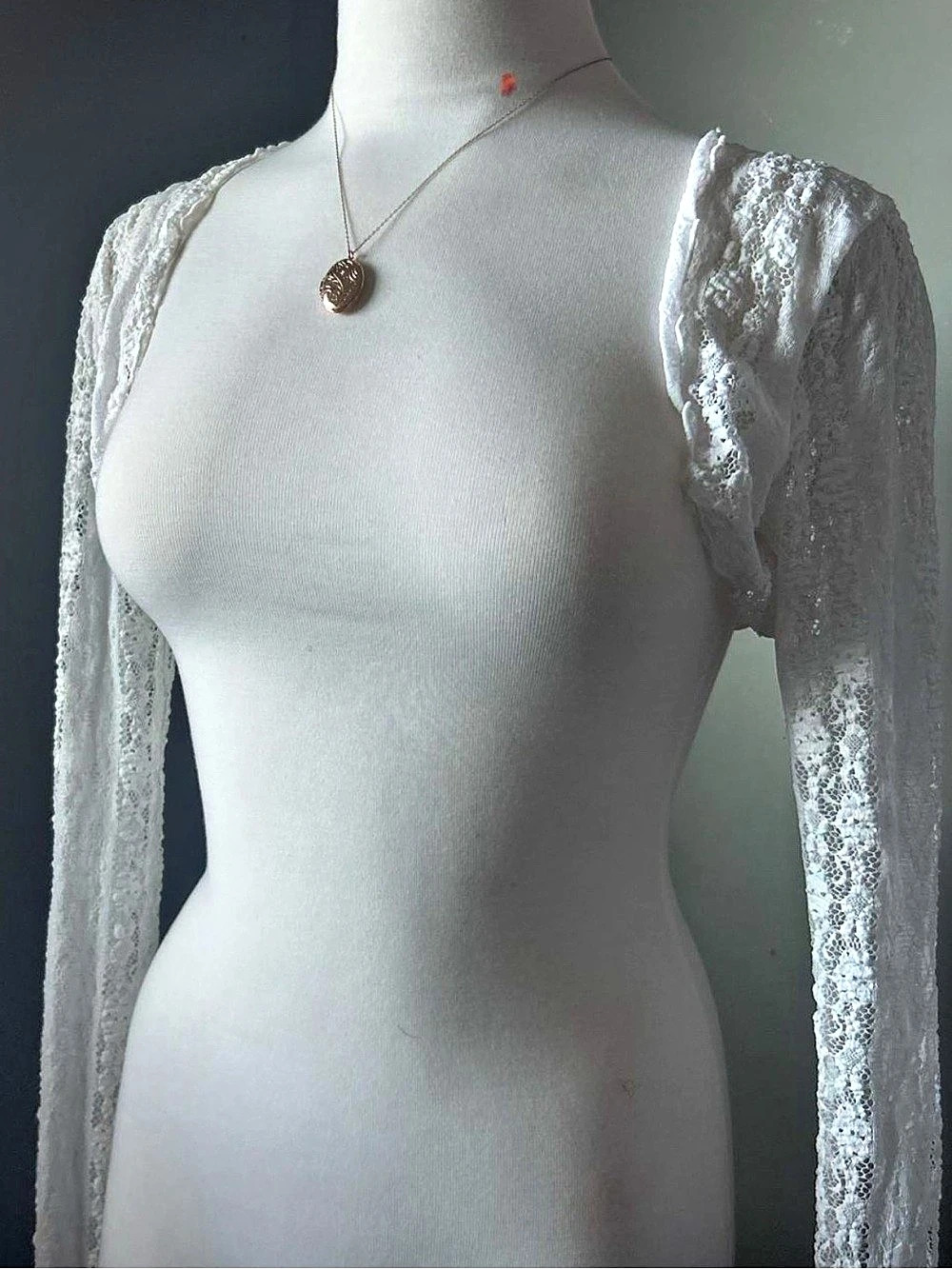 Repeat Mark White Lace Long Sleeve Top Like New
